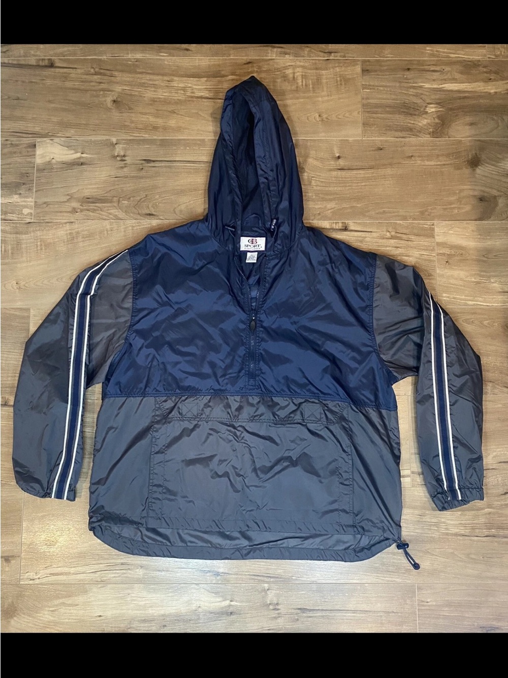 croft & barrow Navy and Charcoal Hooded Windbreaker